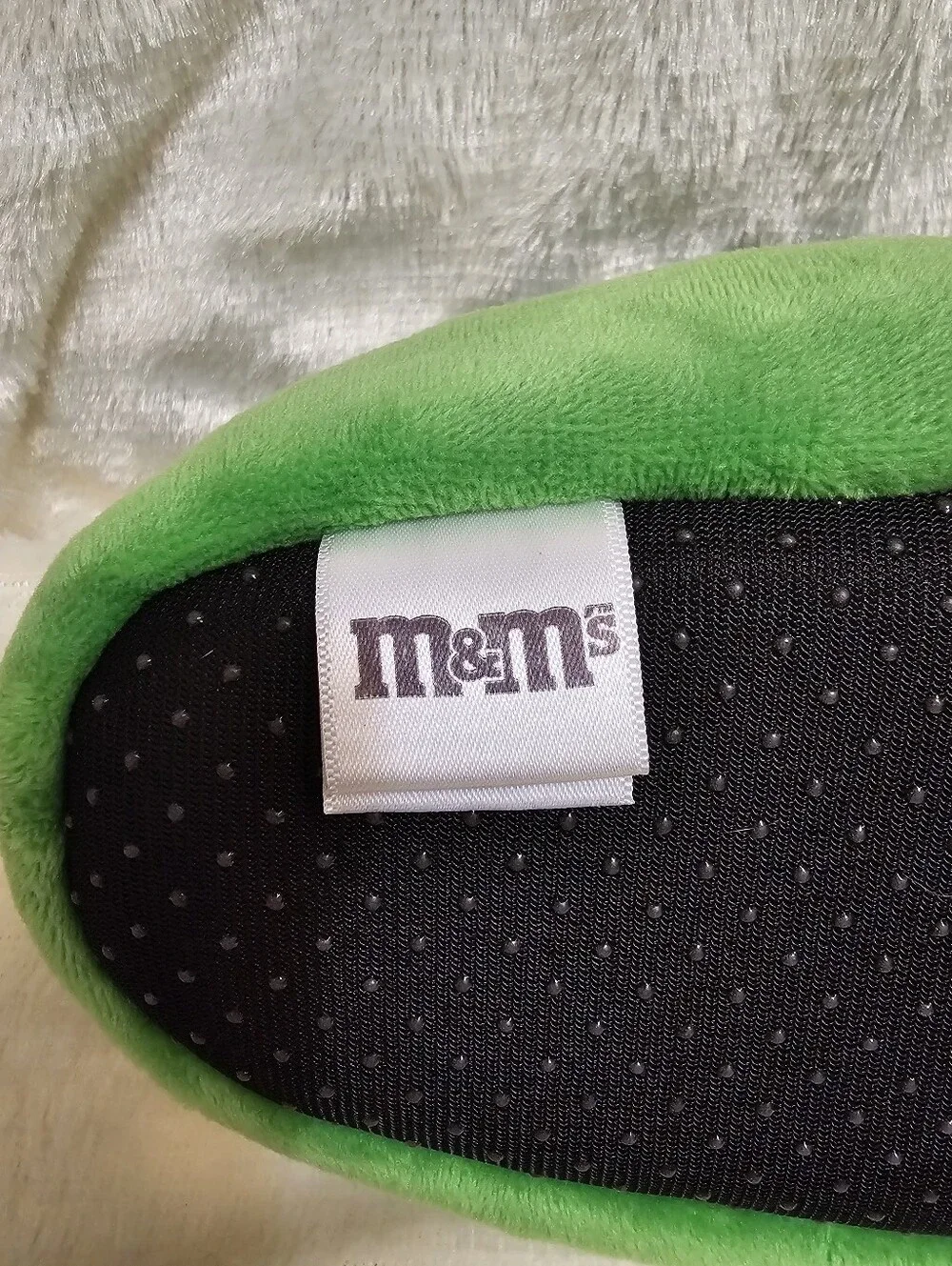 M&M's Youth Slippers Green Plush Girls Kids S/M Candy Novelty Shoe
